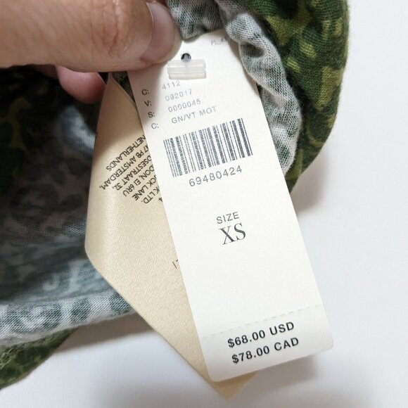 *3/$10* BNWT Anthropologie Leopard Print Cropped Short Sleeve Top Green Size XS - Picture 7 of 8